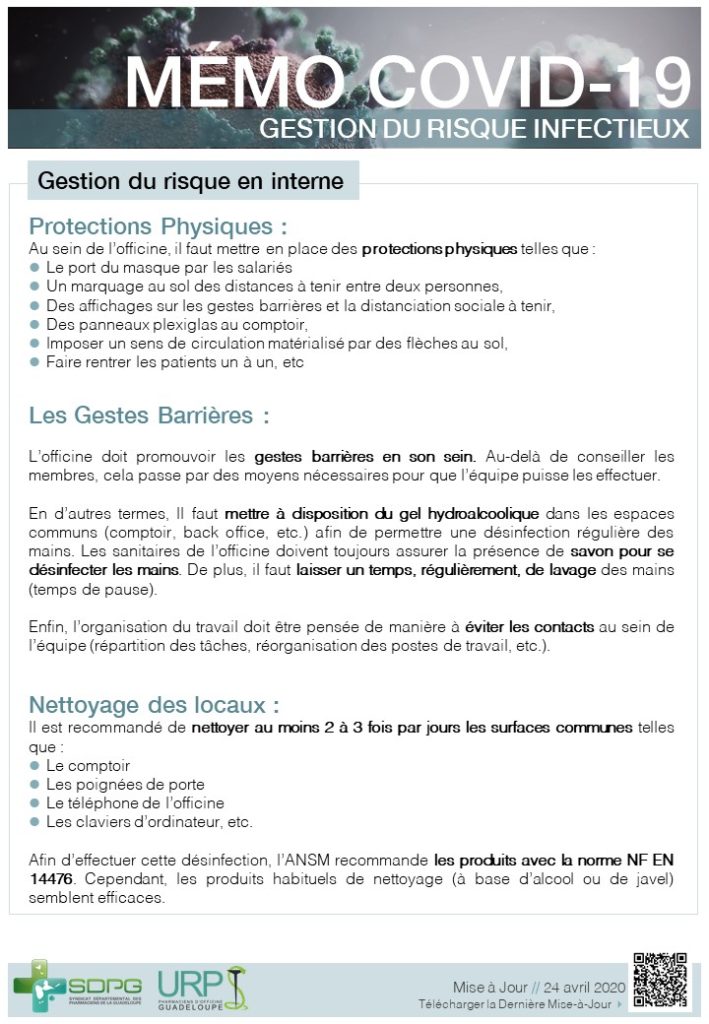 COVID 19 - Gestion du Risque Infectieux (mémo)