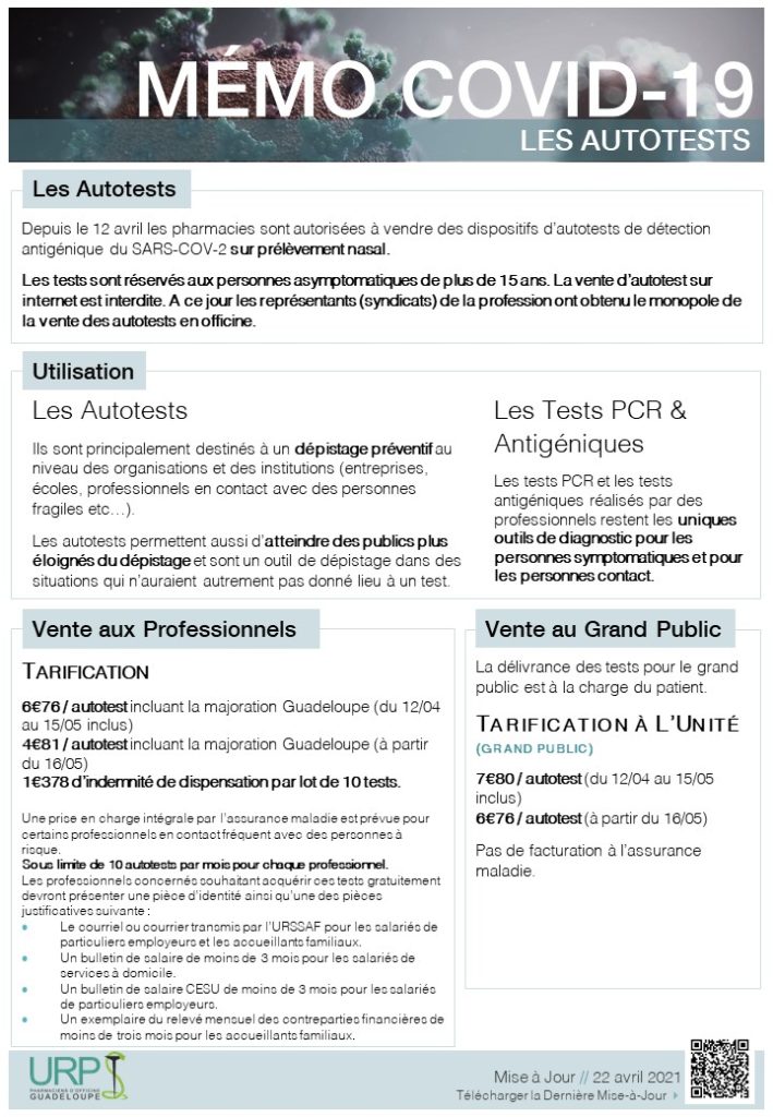 COVID 19 - Autotests (mémo)