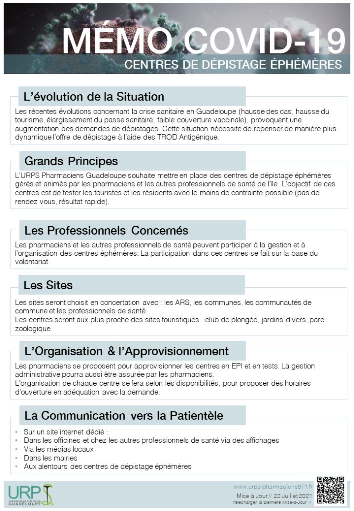 Centres de dépistage éphémères (mémo)