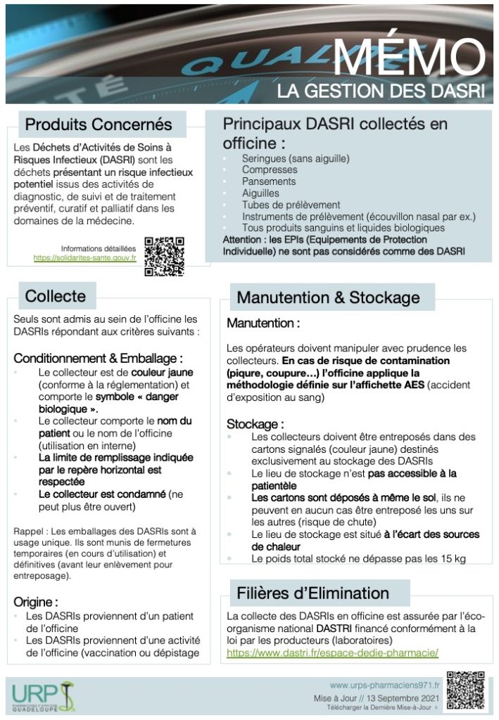 La Gestion des DASRI (mémo)