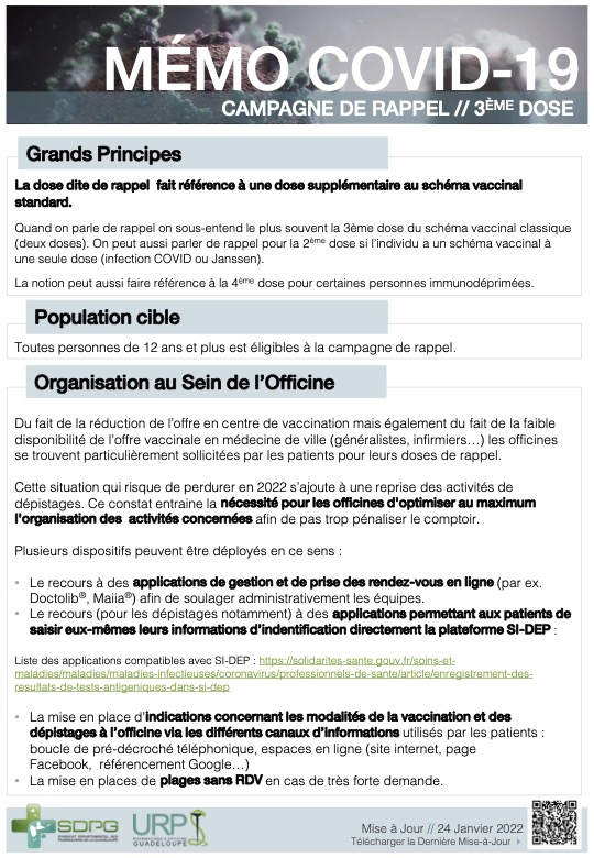 COVID 19 - Campagne de Rappel (mémo)
